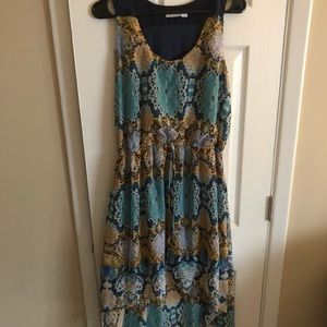 Navy and Gold High Low Dress